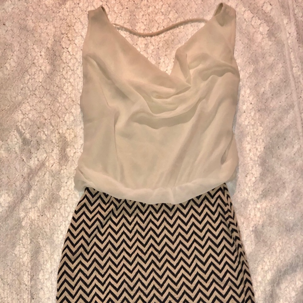 Windsor Dress White Chiffon Top attached to Skirt